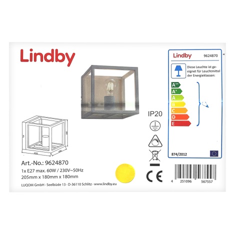 Lindby - Nástenné svietidlo MERON 1xE27/60W/230V