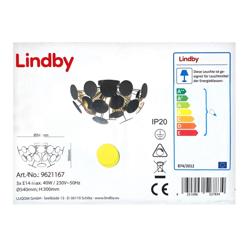 Lindby - Prisadený luster KINAN 3xE14/40W/230V