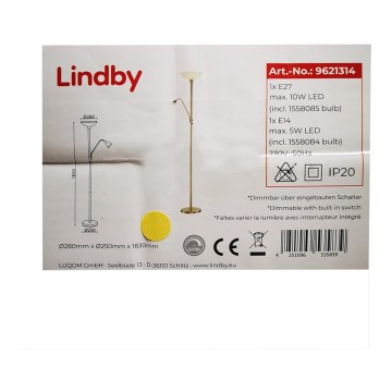 Lindby - Stojacia lampa JOST 1xE27/10W/230V + 1xE14/5W