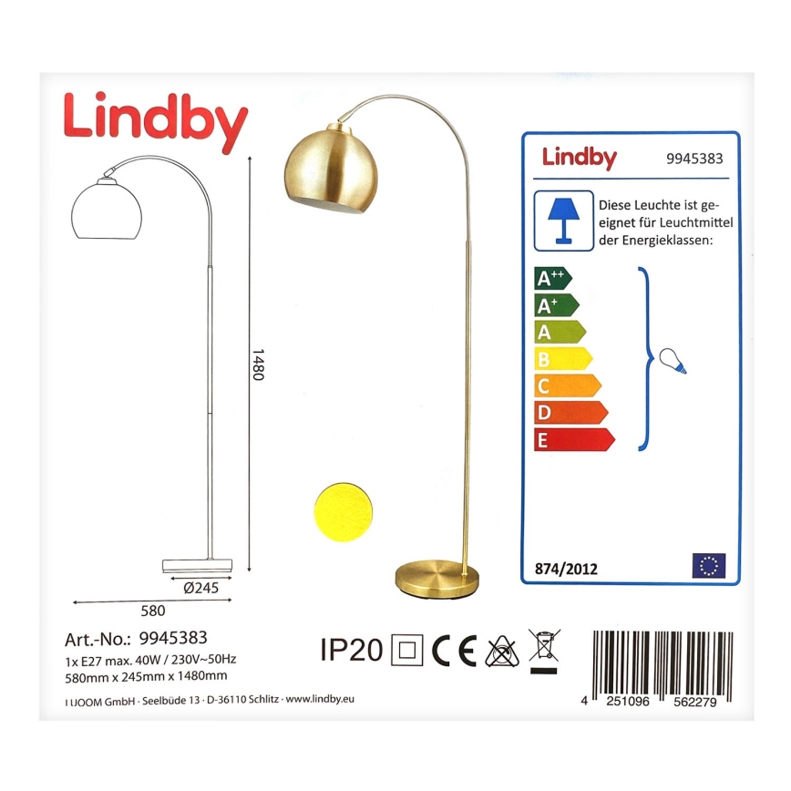 Lindby - Stojacia lampa MOISIA 1xE27/40W/230V