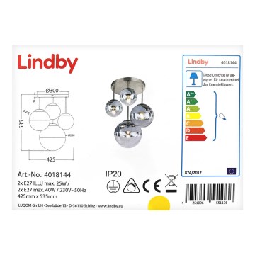 Lindby - Stropné svietidlo RAVENA 2xE27/40W/230V + 2xE27/25W/230V