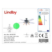 Lindby - Stropný ventilátor so svetlom CEDRIK 5xE14/40W/230V