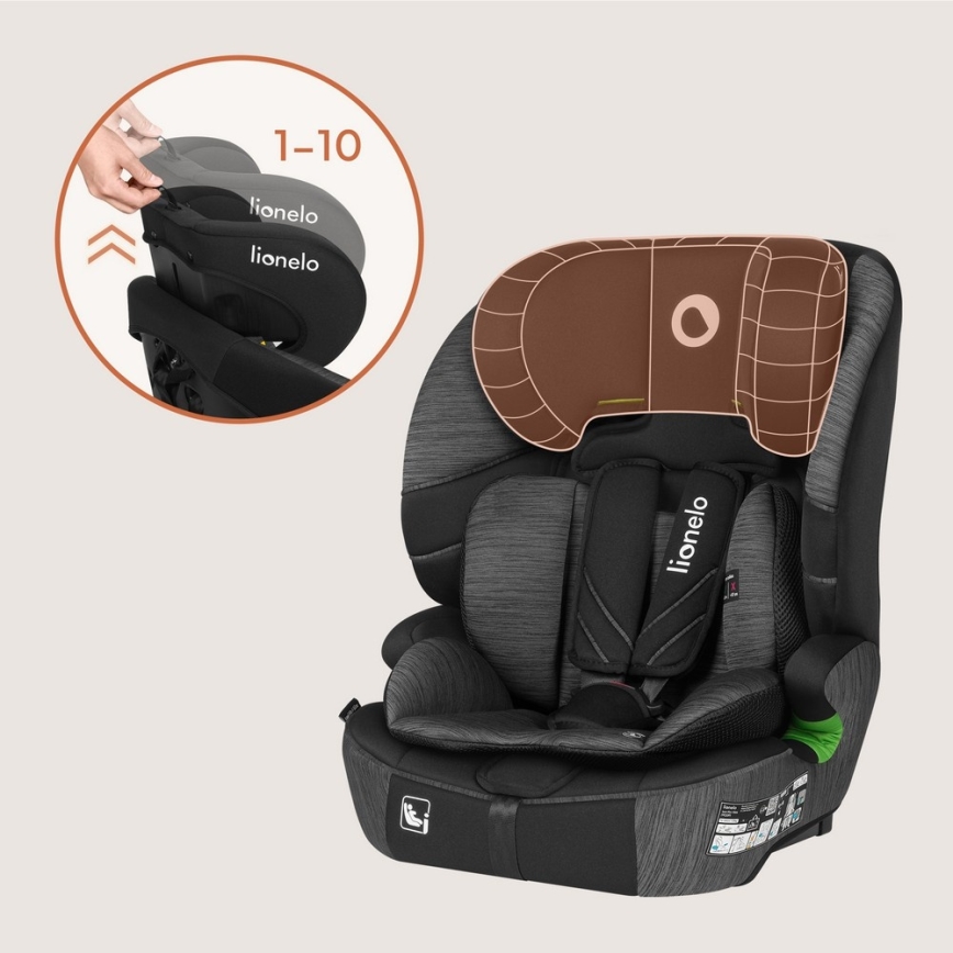 Lionelo - Autosedačka LEVI FIX i-Size 76-150 cm Sivý kameň