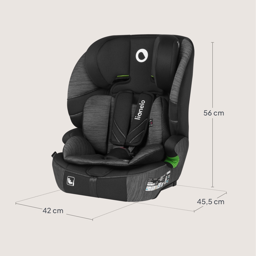 Lionelo - Autosedačka LEVI FIX i-Size 76-150 cm Sivý kameň