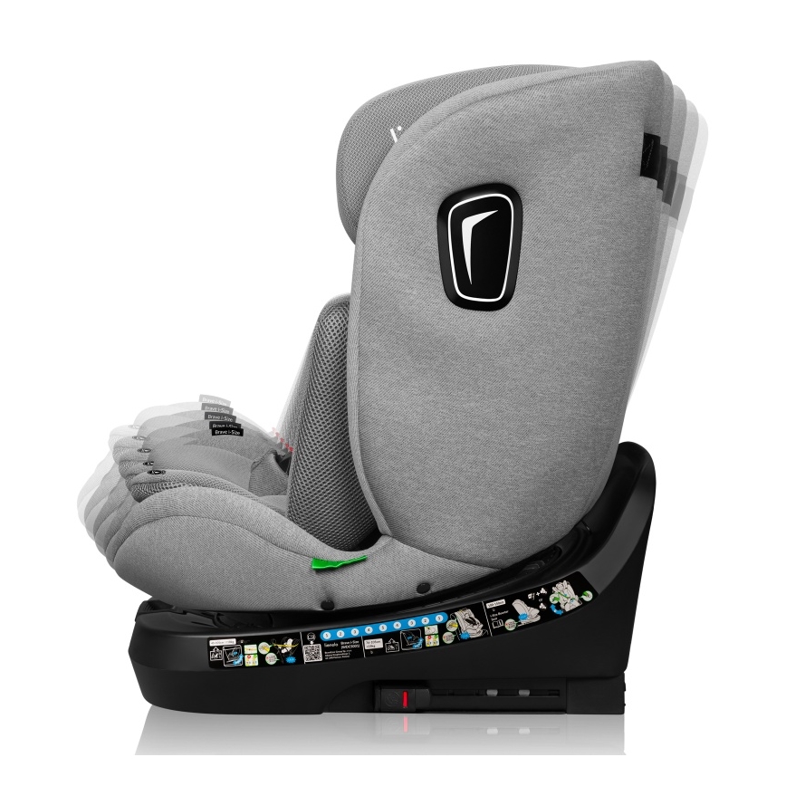 Lionelo - Autosedačka s otočnou bázou BRAVE i-Size 40-150 cm Grey Stone