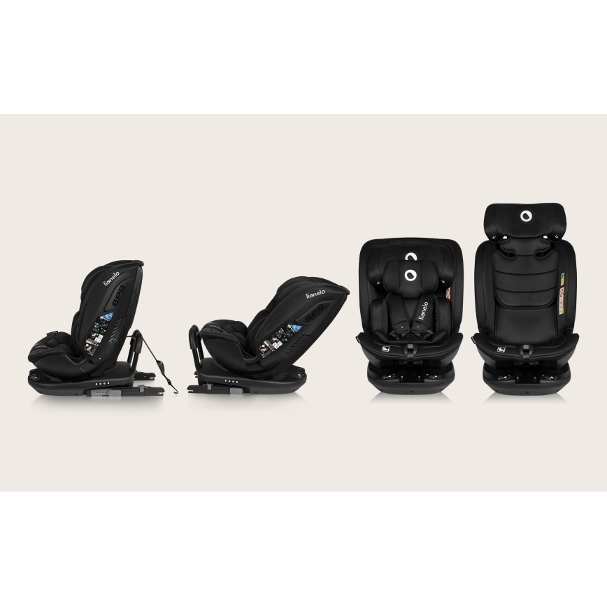 Lionelo - Autosedačka s otočnou základňou BASTIAAN i-Size 40-150 cm Čierny karbón