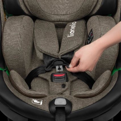 Lionelo - Autosedačka so základňou otočná HARMONY i-Size 40-150 cm čierna/olivová