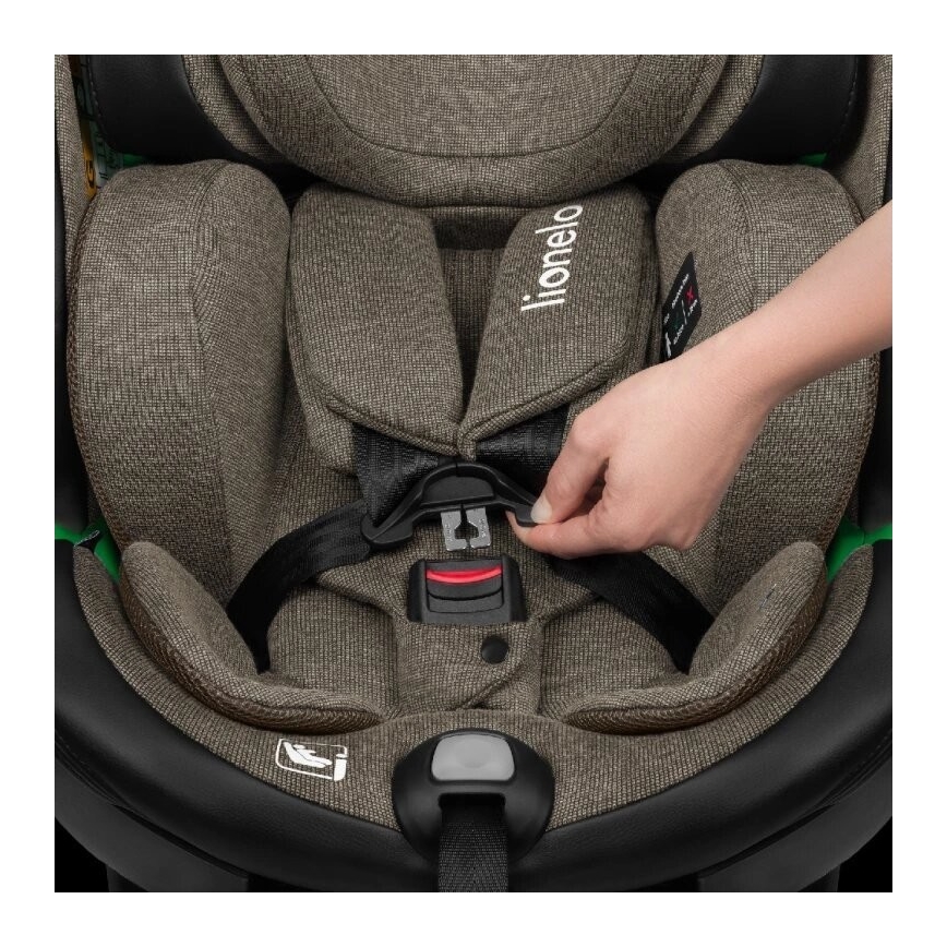 Lionelo - Autosedačka so základňou otočná HARMONY i-Size 40-150 cm čierna/olivová