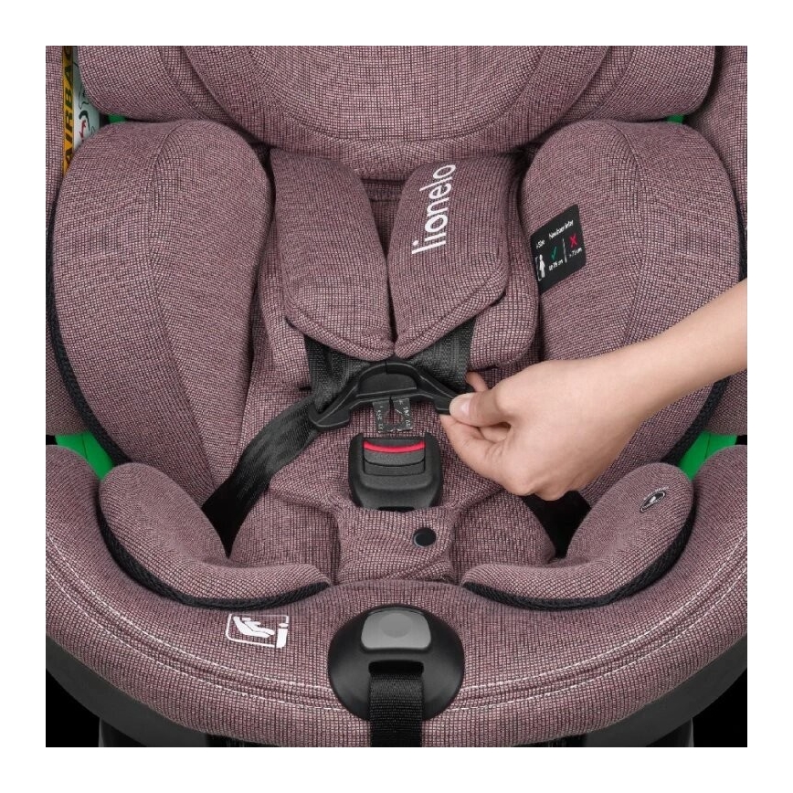 Lionelo - Autosedačka so základňou otočná HARMONY i-Size 40-150 cm ružová