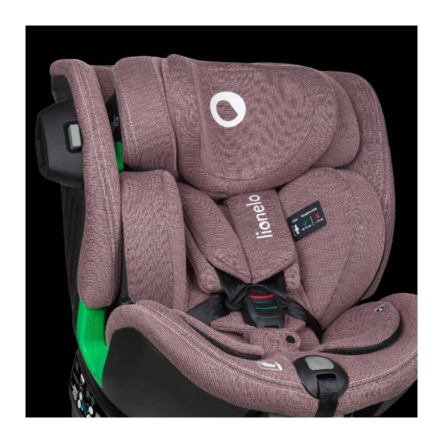 Lionelo - Autosedačka so základňou otočná HARMONY i-Size 40-150 cm ružová