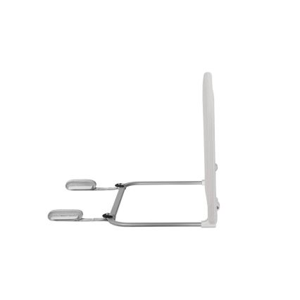 Zástena na posteľ sa pripája pomocou dvoch popruhov a kovovej konštrukcie. Je svetlošedá, s výškou približne rovnajúcou sa výške štandardného vankúša. Zástena je umiestnená na bielom pozadí.