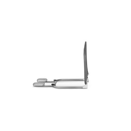 Zvýšený podhlavník je zložený. Skladá sa z kovového rámu a tmavosivej opierky. Nachádza sa na bielom pozadí.