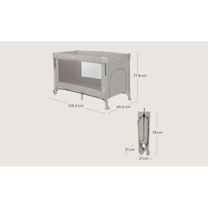 Lionelo - Cestovná postieľka 3v1 ELLEN béžovo-piesková