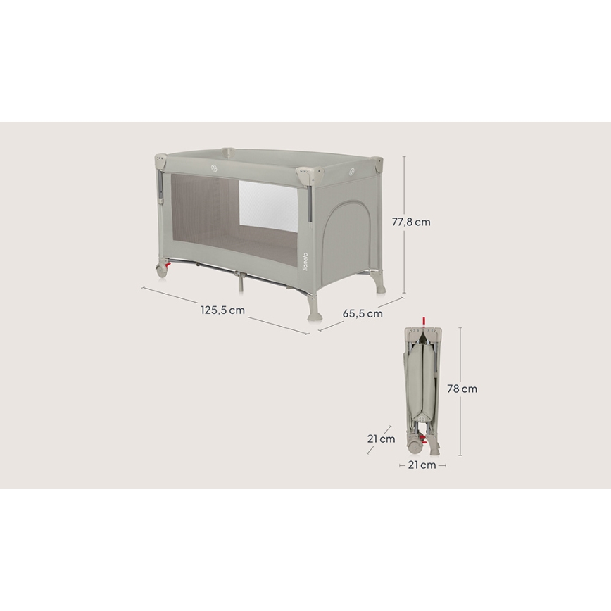 Lionelo - Cestovná postieľka 3v1 ELLEN béžovo-piesková