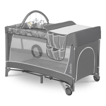 Lionelo - Cestovná postieľka FLOWER Grey Stone