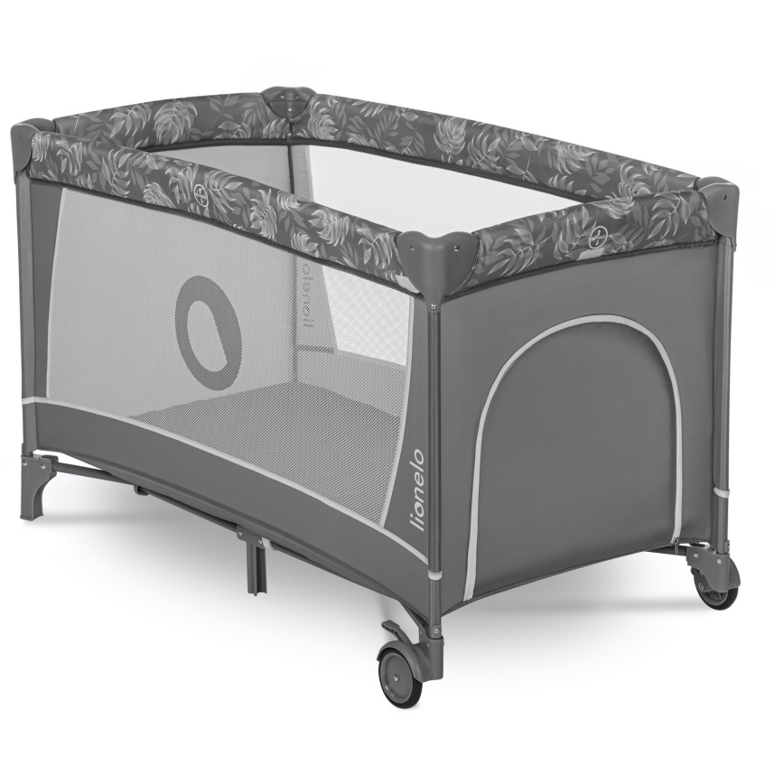 Lionelo - Cestovná postieľka FLOWER Grey Stone