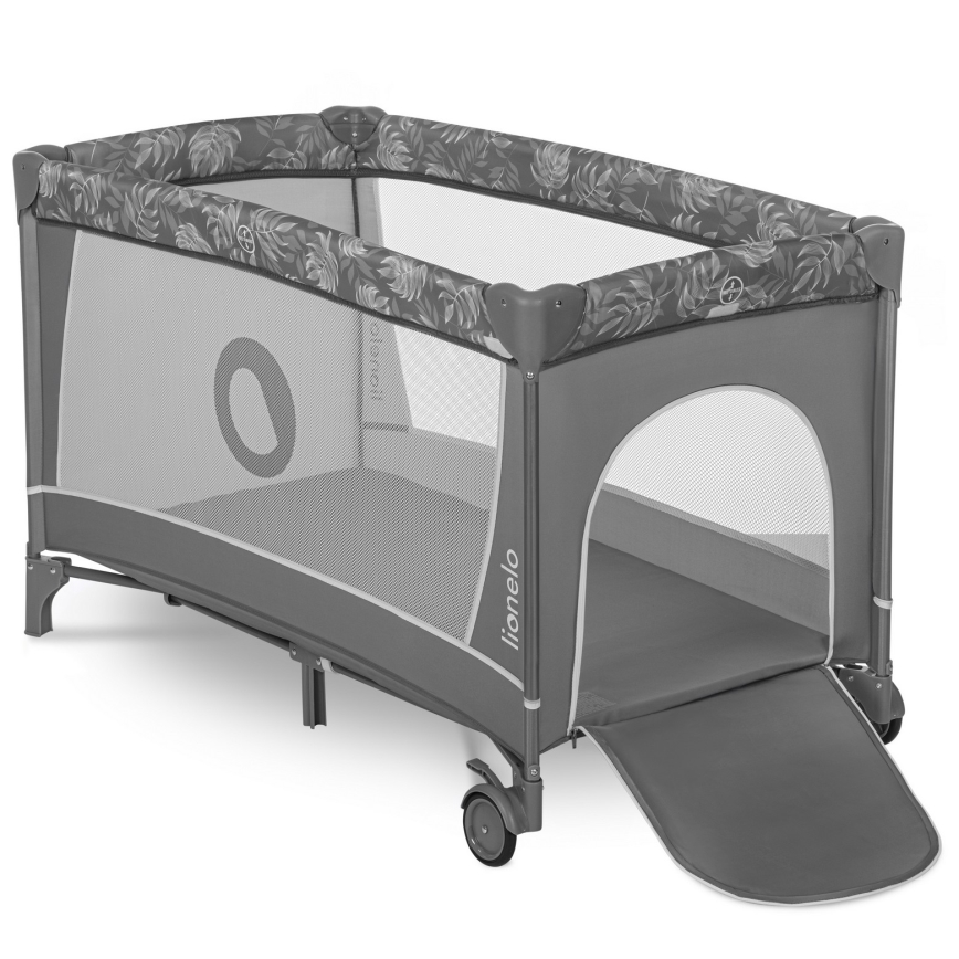 Lionelo - Cestovná postieľka FLOWER Grey Stone