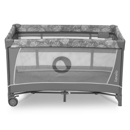 Lionelo - Cestovná postieľka FLOWER Grey Stone