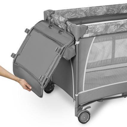 Lionelo - Cestovná postieľka FLOWER Grey Stone