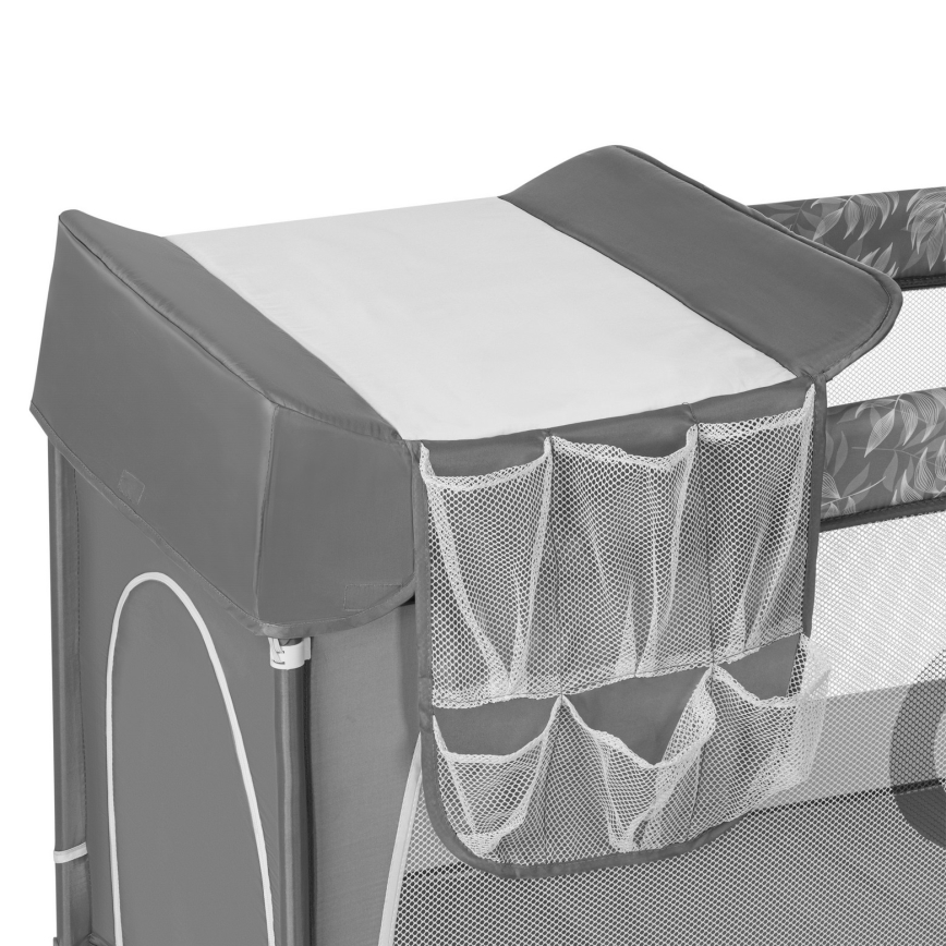 Lionelo - Cestovná postieľka FLOWER Grey Stone