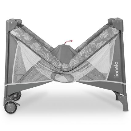 Lionelo - Cestovná postieľka FLOWER Grey Stone