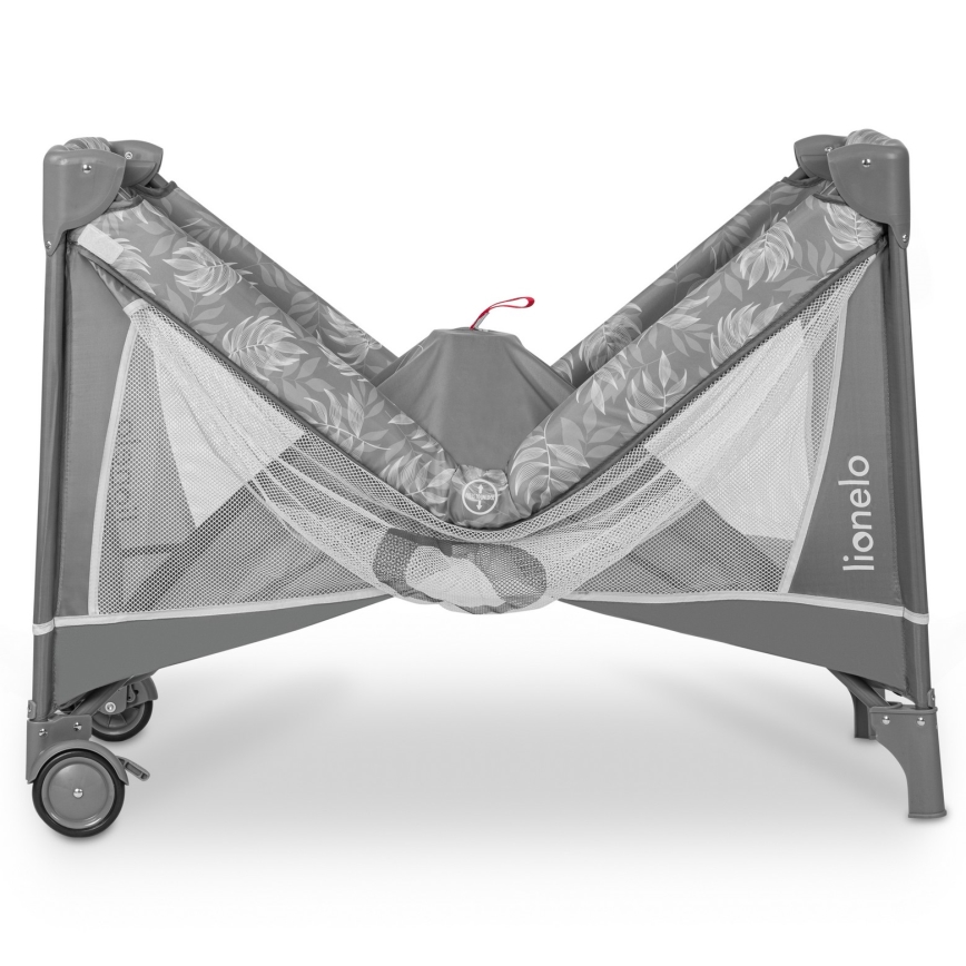 Lionelo - Cestovná postieľka FLOWER Grey Stone