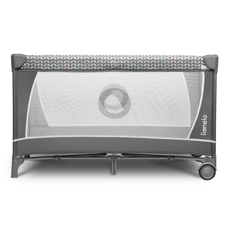 Lionelo - Cestovná postieľka FLOWER Sivá Scandi