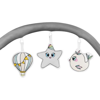 Lionelo - Cestovná postieľka FLOWER Sivá Scandi