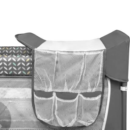 Lionelo - Cestovná postieľka FLOWER Sivá Scandi