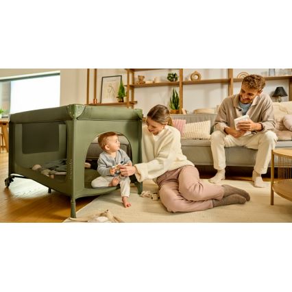 Lionelo - cestovná postieľka JASMIN EASY FOLD olivová