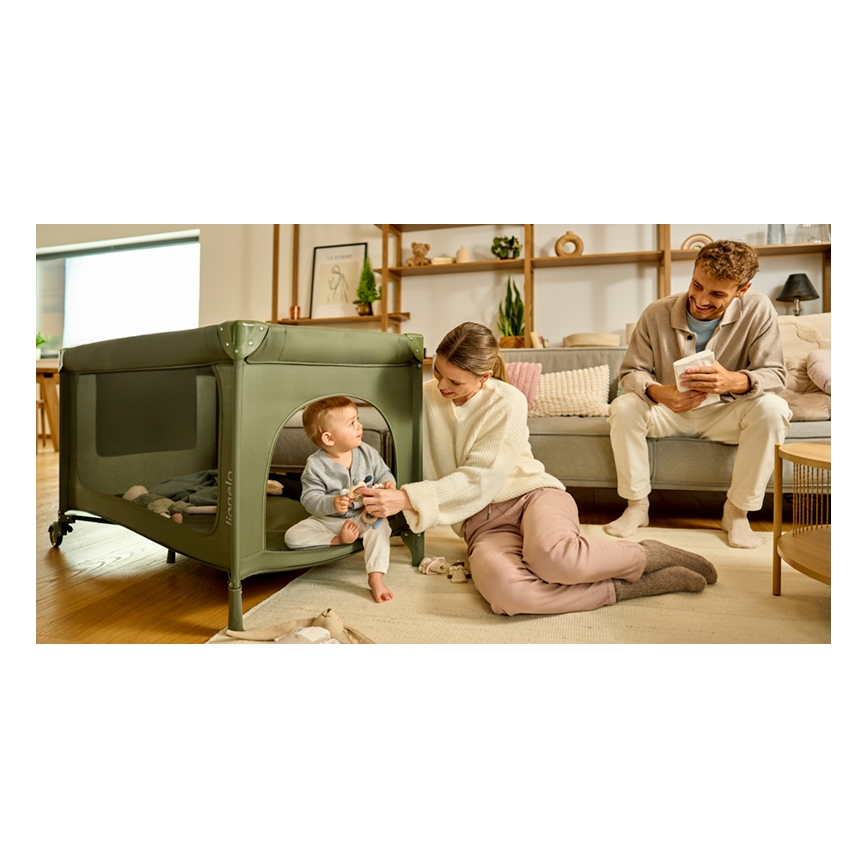 Lionelo - cestovná postieľka JASMIN EASY FOLD olivová