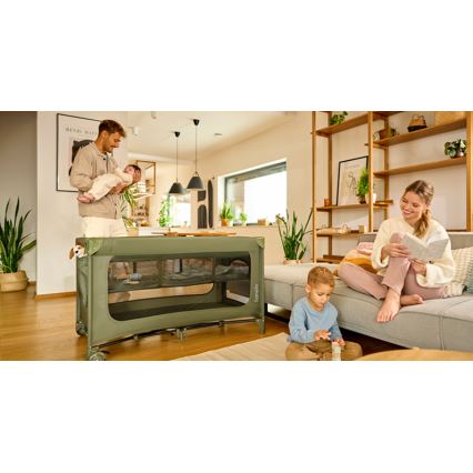Lionelo - Cestovná postieľka JASMIN EASY FOLD Olivovo zelená