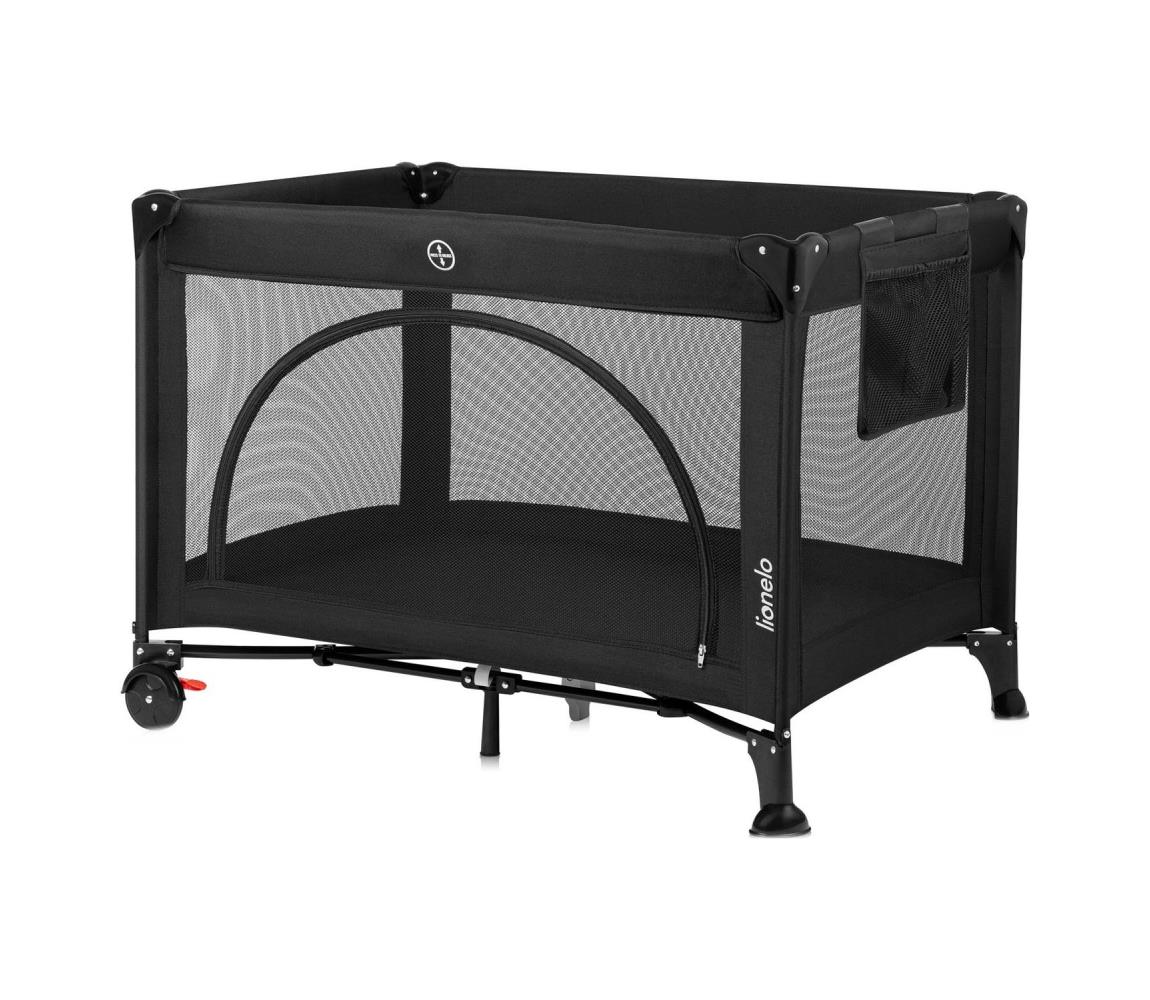 Lionelo - Cestovná postieľka LAURA Black Carbon 5903771721721