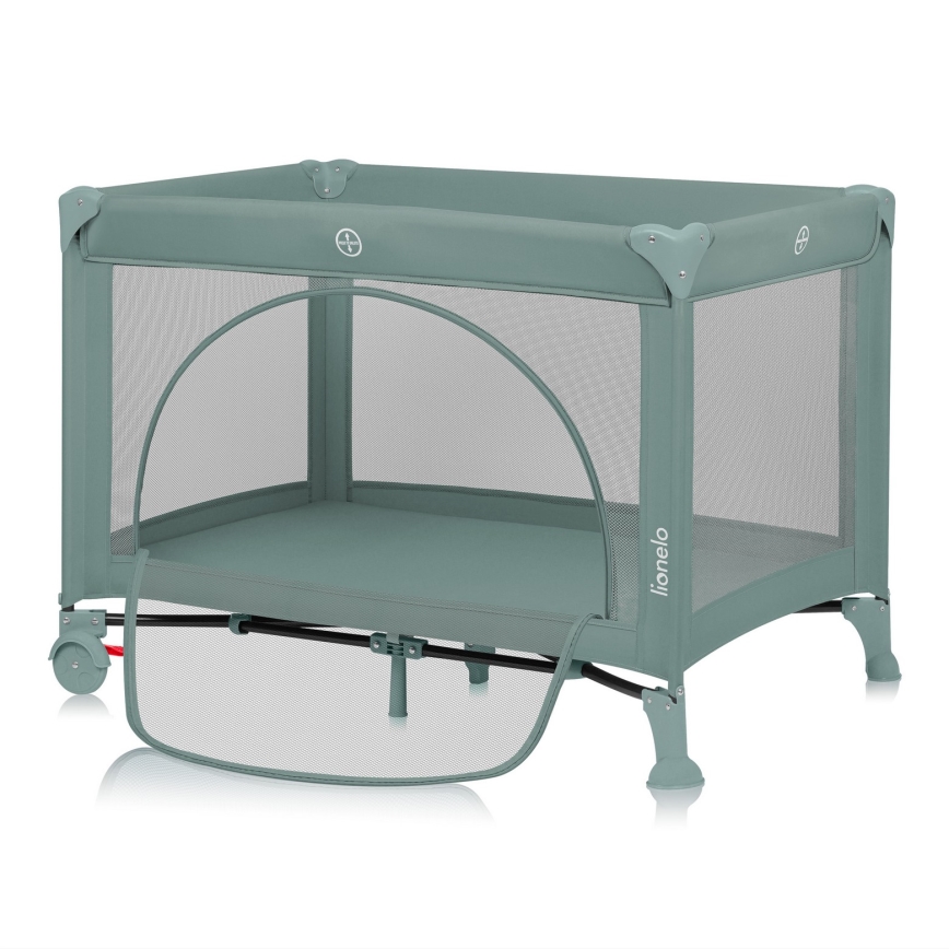 Lionelo - Cestovná postieľka LAURA Green Sage