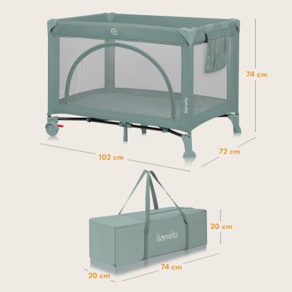 Lionelo - Cestovná postieľka LAURA Green Sage