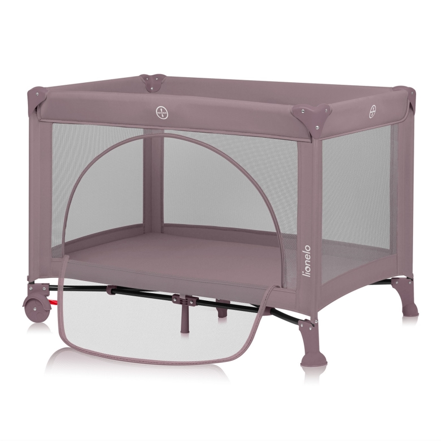 Lionelo - Cestovná postieľka LAURA Pink Nude