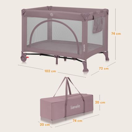 Lionelo - Cestovná postieľka LAURA Pink Nude