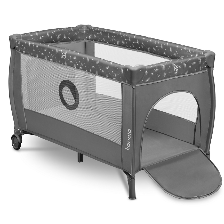 Lionelo - Cestovná postieľka STEFI PLUS sivá/biela