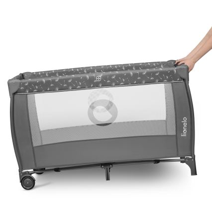 Lionelo - Cestovná postieľka STEFI PLUS sivá/biela