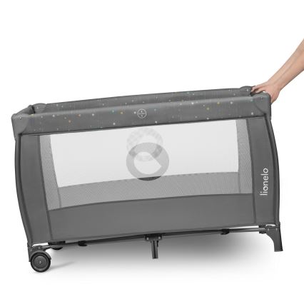 Lionelo - Cestovná postieľka STEFI PLUS Sivá Viacfarebná