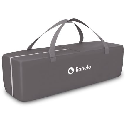 Prepravný obal tmavosivej farby s dvoma úchytkami na prenášanie. Na obale je logo „lionelo“. Nachádza sa na bielom pozadí.