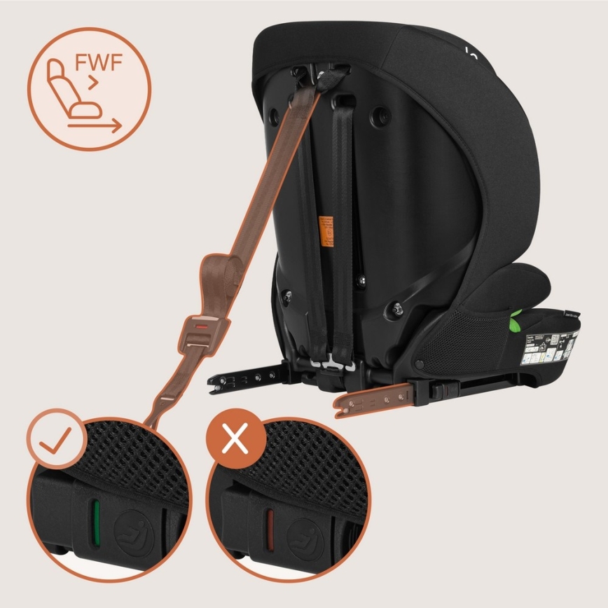 Lionelo - detská autosedačka LEVI FIX i-Size 76–150 cm, čierny karbón