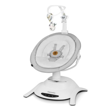 Lionelo - Detská hojdačka s melódiou BELLA Grey Concrete + diaľkové ovládanie