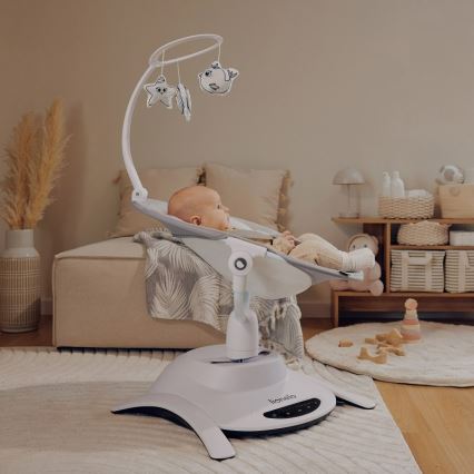 Lionelo - Detská hojdačka s melódiou BELLA Grey Concrete + diaľkové ovládanie