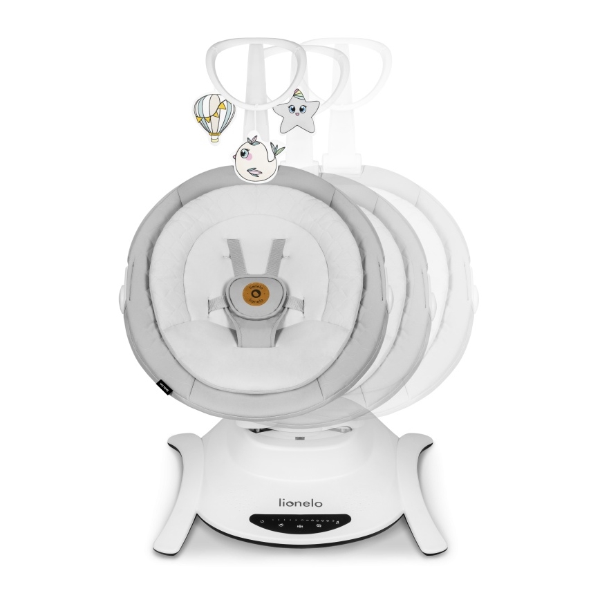 Lionelo - Detská hojdačka s melódiou BELLA Grey Concrete + diaľkové ovládanie