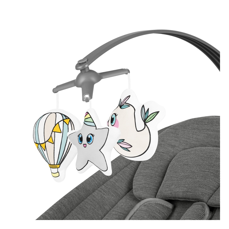 Lionelo - Detská hojdačka s melódiou BLOSSOM Grey Concrete + diaľkové ovládanie