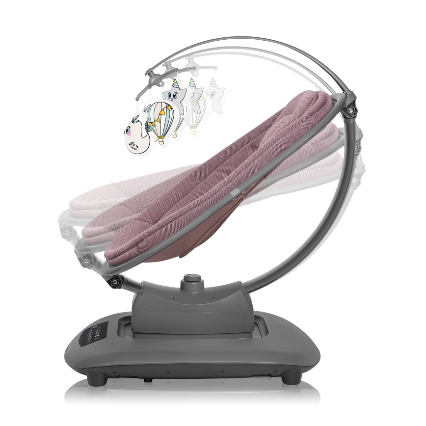 Lionelo - Detská hojdačka s melódiou BLOSSOM Pink Mauve + diaľkové ovládanie