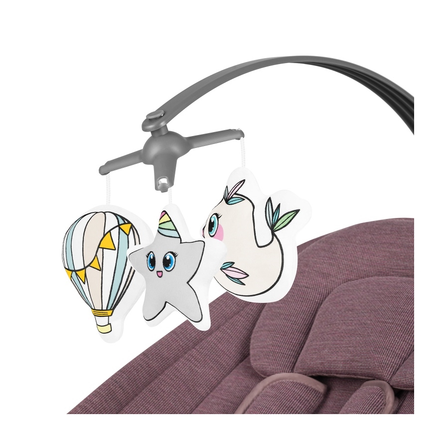 Lionelo - Detská hojdačka s melódiou BLOSSOM Pink Mauve + diaľkové ovládanie