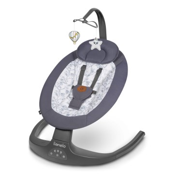 Lionelo - Detská hojdačka s melódiou RALF 4xAA šedo-biela + diaľkové ovládanie