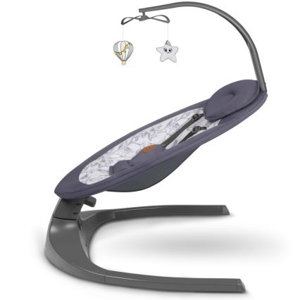 Lionelo - Detská hojdačka s melódiou RALF 4xAA šedo-biela + diaľkové ovládanie